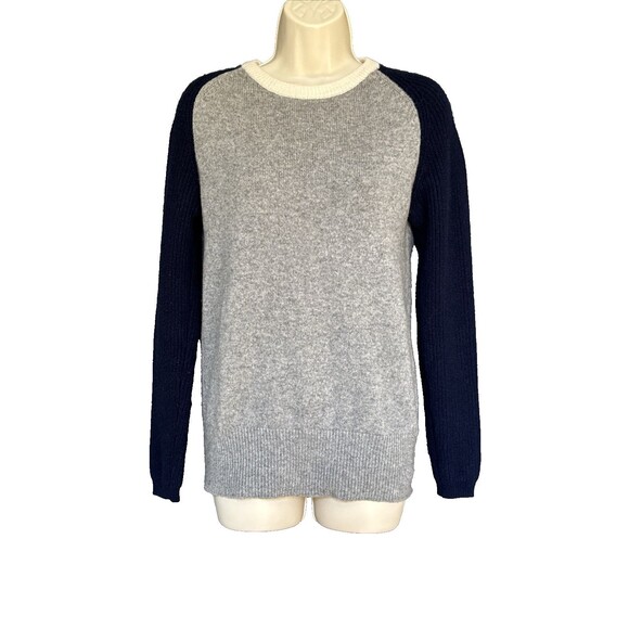 Ann Mashburn Size S Cashmere Sweater Womens  Blue Gray Cream Crew Neck Pullover - Picture 1 of 10